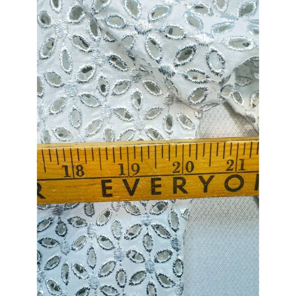 Susan Graver Style Womens Eyelet 3-Button Blazer Jacket Sze M White Boho Summer - Picture 7 of 12